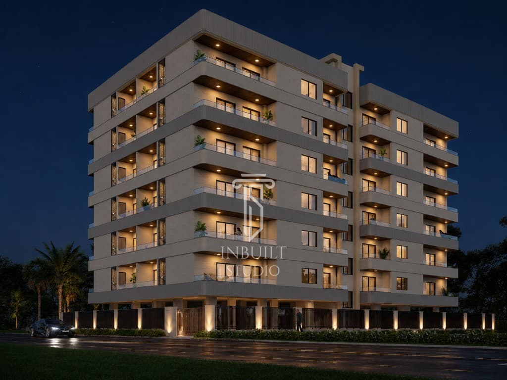 Evening architecture of Realty 1 in Nanded